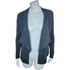 Tahari Womens Medium Dark Gray Waterfall Front Long Sleeve Cardigan 100% Wool